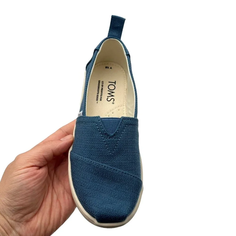 Toms Little Girls‎ Alpargata Slip-on Shoes Size 12 Ocen Blue Lightweight & Comfy